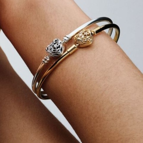 New Pandora Celestial Heart Clasp Bangle - Picture 6 of 10